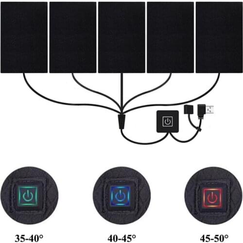 USB Charged Clothing Heating Pad 8-in-1 Electric Heating Sheet Adjustable washable winter fishing hiking tools