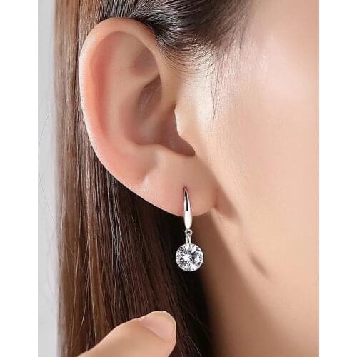 LByzHan 100% 925 Sterling Silver 5A Zircon Dorp Earrings For Women Noble Silver Earrings Making Fine Jewelry Wedding E1041