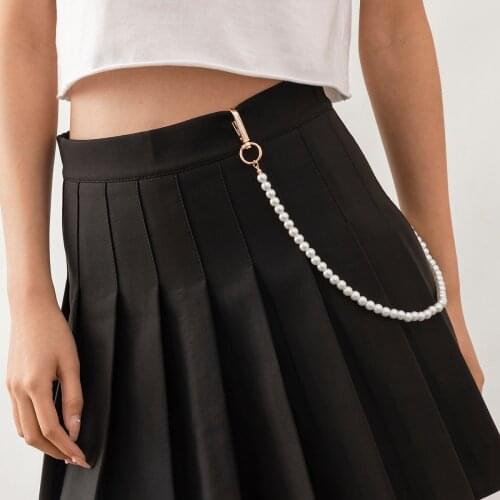 Pearl Waist Chain Keychain Women Fashion Jeans Pants Chain Wallet/Key Holder Trendy 2021 Trousers Key Chain Jewelry Party Gift