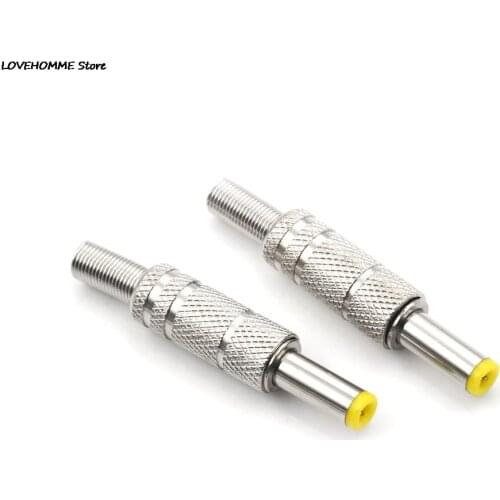 1pcs/lot 5.5*2.1 5.5x2.1mm Jack Adapter plug with yellow head Metal DC Power Male Plug Connector