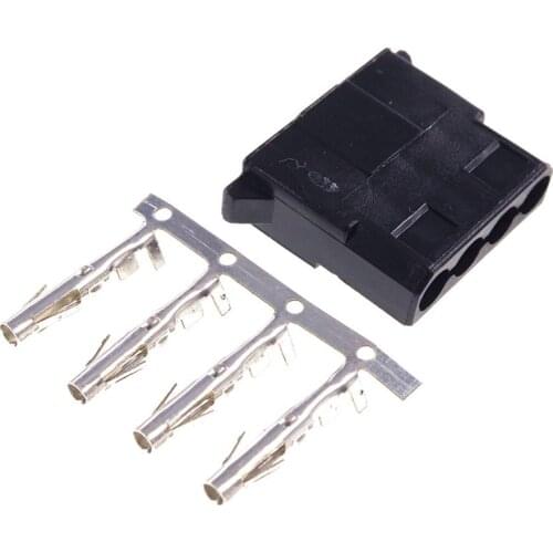 10 Sets 4 Pin D Shape Plug Housing Male + Female Crimp Wire Terminal Pins for 8981 IDE 4 Pin D ATX / EPS Power Connector Black