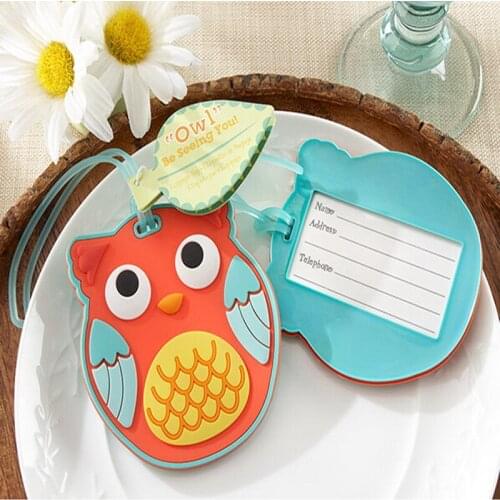 12PCS Cute Owl Design Rubber Luggage Tag Wedding Favor&Baby Shower Favors and Gift