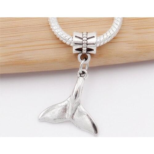 Classic beads 25pcs/lot Dolphin tail charm fit Pandora style bracelet pendants for diy jewelry making