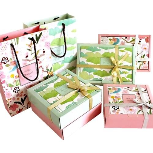 20pcs plant Paper Chocolate Cake Box Party Gift Packaging Cookie Candy Nuts Box DIY Wedding Gift Packing Box or gift bags