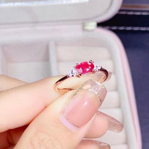 2021 Fashion and Simple 4*6MM Oval Cut Natual Ruby for Women Rings Wedding Festival Birthday Fine Jewelry Gifts