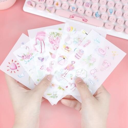 40 pack/lot Cartoon Flamingo PVC Decorative Stickers Scrapbooking Stick Label Diary Stationery Album Stickers