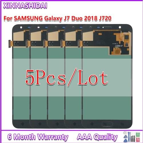 5pcs/lot 5.5'' LCD for SAMSUNG Galaxy J7 Duo 2018 J720 J720F LCD with Super AMOLED Display Touch Screen Digitizer Assembly