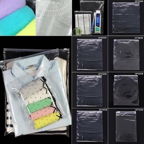 5Pcs Thick Clear Reusable Zip Lock Storage Bag Heavy-Duty Transparent Plastic Zip Package Clothes Packing Reclosable Poly Bag
