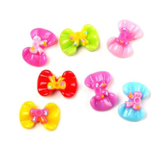 50Pcs Mixed Bowknot Resin Decoration Crafts Beads Flatback Cabochon Scrapbook Kawaii DIY Embellishments Accessories Buttons