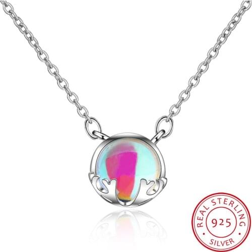 Aurora Necklace Halo Crystal Gemstone s925 Silver Scale Light Forest Women Pendant Necklace Elegant fashion Grils Jewelry