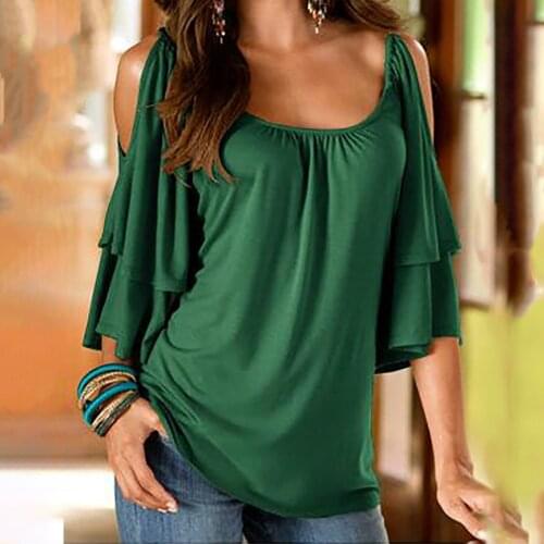 Summer Plus Size Harajuku Off The Shoulder Blouses Women Y2k Clothes Casual Solid Color Basic Short Sleeve O-neck Shirts Tops#F3