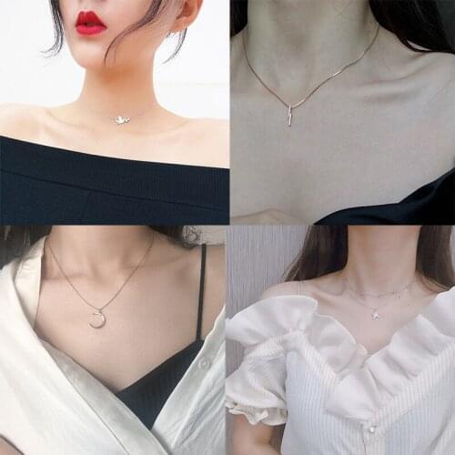 925 Sterling Silver Pin Exquisite minimalist pendant lady necklace, add charm, Christmas gift jewelry necklace