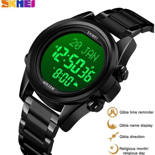 SKMEI Multifunction Digital Mens Watch Sports Volume Adjustment Electronic Clock Stainless Steel Waterproof Male Wristwatches