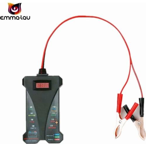 12V Digital LED Display Battery Tester Smart Alarm Battery Voltmeter Alternator Charging Analyzer With Clips for Car Motorcycle