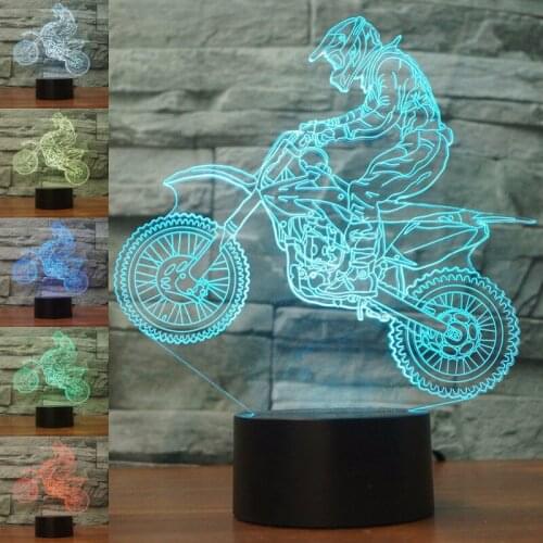 Kid Light Night 3D LED Night Light Creative Table Bedside Lamp Riding Mountain Motorcycles Light Kids Gril Home Decoration Gifts