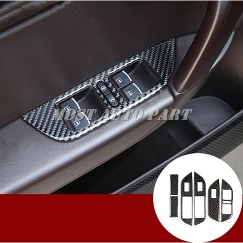 Carbon Fiber Car Door Window Switch Button Trim Cover For VW Touareg 2011-2018 Car accesories interior Car decoration