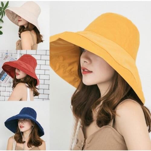 Korean Women Summer Foldable Floppy Sun Visor Hat Large Wide Brim UV Protection Outdoor Travel Vacation Beach Cap