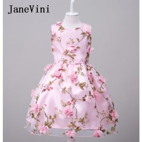 JaneVini 2018 Beautiful Flower Girl Dresses Balll Gown 3D Flowers Custom Prom Dress Pageant Dress for Girls Wedding Flower Dress