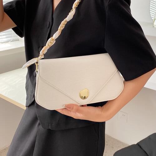 Small Chain Flap Shoulder Bags for Women Silk Scarf Ladies Handbags Solid Color Underarm Bag Square Designer Tote Messenger Bags