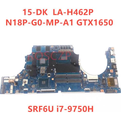For HP 15-DK FPC52 LA-H462P Laptop Motherboard SRF6U i7-9750H CPU With N18P-G0-MP-A1 GTX1650 100% full Tested