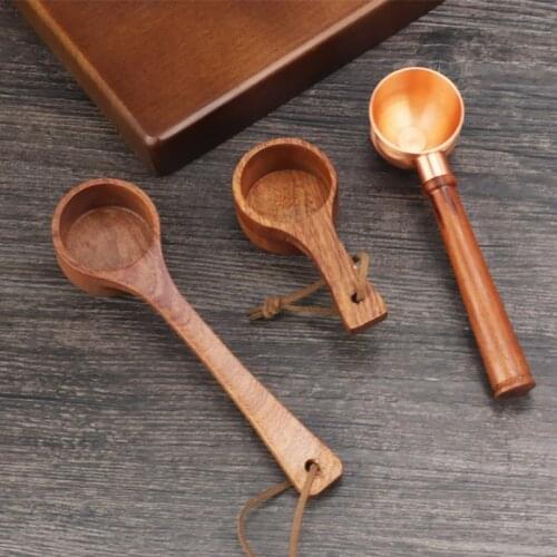 Coffee Scoop for Ground Coffee Bean Wooden Handle Measuring Spoon Tea Tablespoon