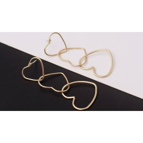 Multilayer Hollow Heart Long Drop Earrings For Women Lovely Simple Summer Jewelry Accessories Valentines Day Girl Gift Xmas