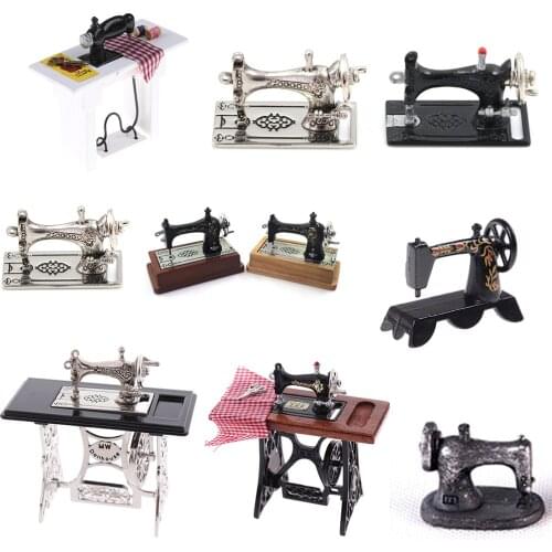 1/12 Dollhouse Miniature Accessories Mini Sewing Machine Head Simulation Furniture Model Toys for Doll House Decoration