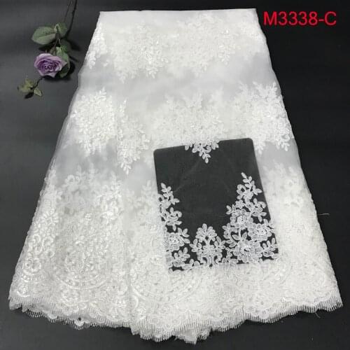 Latest Nigerian Tulle Lace 2020 French Net Beaded Lace Fabric For Nigerian Wedding Embroidery African Lace Fabric M33383