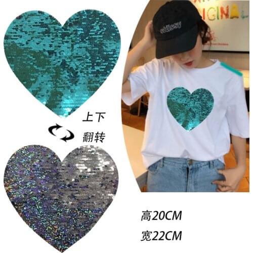 New Love Heart Sequins Sew on Patches for Clothes DIY Patch Applique Bag Clothing Coat Sweater Crafts 1pc Scrapbooking