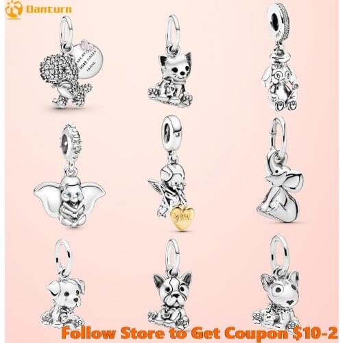 925 Sterling Silver Beads Cute Animal Beads Bulldog Puppy Charms fit Original Pandora Bracelets Women DIY Jewelry