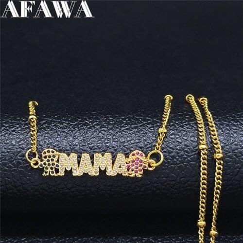 Mom Son Daughter Zircon Copper Stainless Steel Neckless Women Golod Color Pendant Necklace Jewelry cadena de oro hombre N102S01