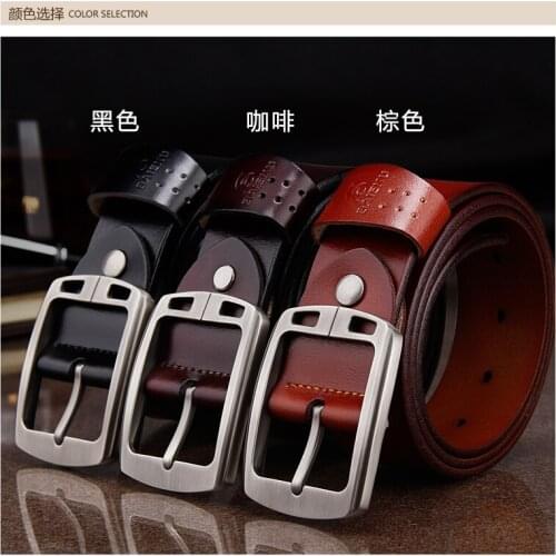 Top Quality Fashion Belts Mens 100% Real Genuine Cow Leather Waistband Pin Buckle Smooth Waist Formal Belt Strap Girdle Casual