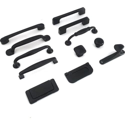 Cabinet Drawer Handle Black Wardrobe Door Handle Modern Minimalist European Style Cabinet Aluminum Alloy Handle