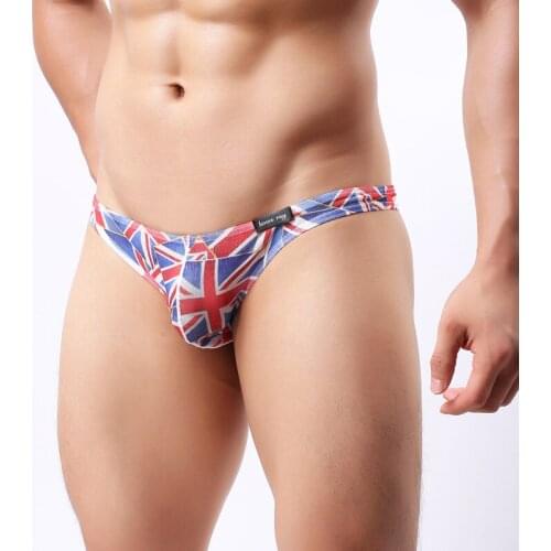 Sexy bikini flag pattern low waist men underwear briefs gay underwear slip hombre sexy panties for men