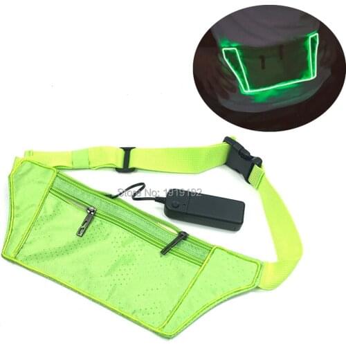 YUEHUI Men Male Casual Functional LED Fanny Bag Glowing EL Wire Waist Bag Money Phone Belt Bag for Party Decoration