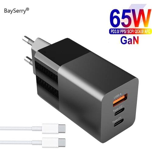 BaySerry 65W GaN PD Charger Quick Charge 4.0 3.0 USB Type C Charger Portable Fast Charger For iPhone Samsung Laptop For Macbook