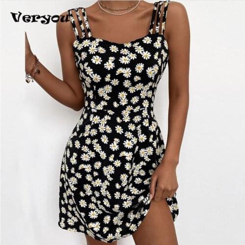 Woman 2021 Print Floral Sleeveless Dresses Womens Casual Sling Sexy Dresses For Women Girl Dress Robe Femme New Summer Dresses