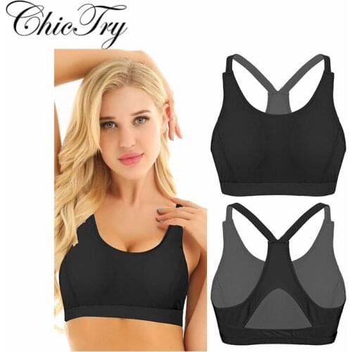 Womens Female Dancewear Bra U Neckline Strappy Open Back Medium Support Padded Bra for Gym Sports Workout Daily Life Tank Tops