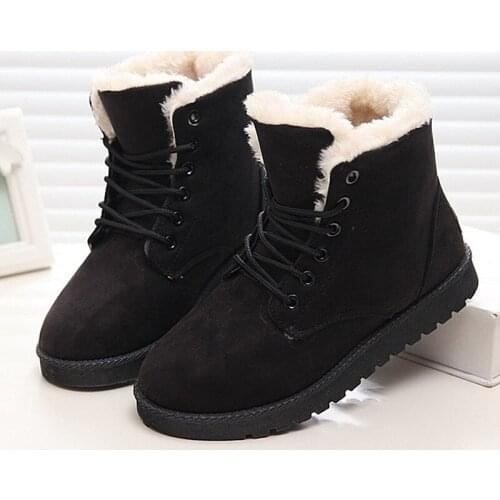 Winter Fashion Women Boots 2021 Warm Plush Insole Ladies Shoes Woman Ankle Boots Lace-up Women Snow Boots Plus Size Casual Shoes