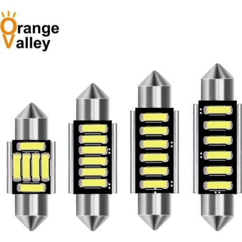 100pcs C5W Festoon 6 LED 7020 SMD Car Auto Interior Reading Light Dome Lamp 31mm 36mm 39mm 41mm DC 12V