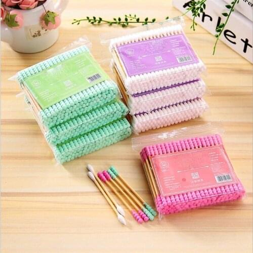 100pcs/ Pack Double Head Cotton Swab Women Makeup Cotton Buds Tip For Medical Wood Sticks Nose Ears Cleaning Health Care Tool