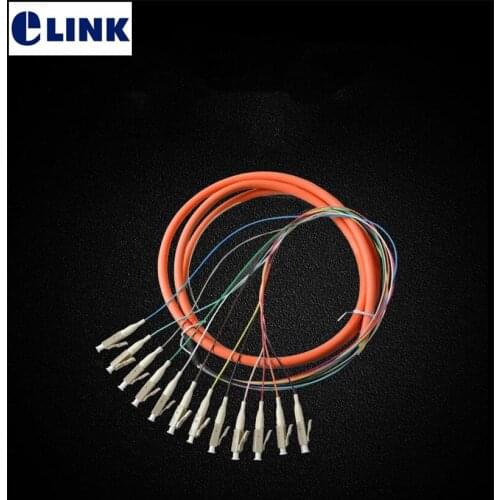 12core 1.5mtr pigtails LC/UPC bundle 62.5/125um MM cable FTTH optical fibre cable 12 colored LC port A class ferrule factory