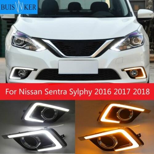 2pcs For Nissan Sentra Sylphy 2016 2017 2018 headlight headlights LED Daytime Running Lights DRL fog lights