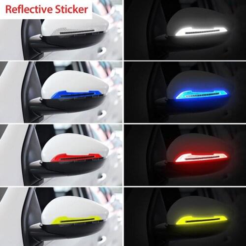 2PCS Car Reflective Stickers Warning Strip Tape Traceless Protective Car Sticker Warn on Car Rearview Mirror Sticker Exterior
