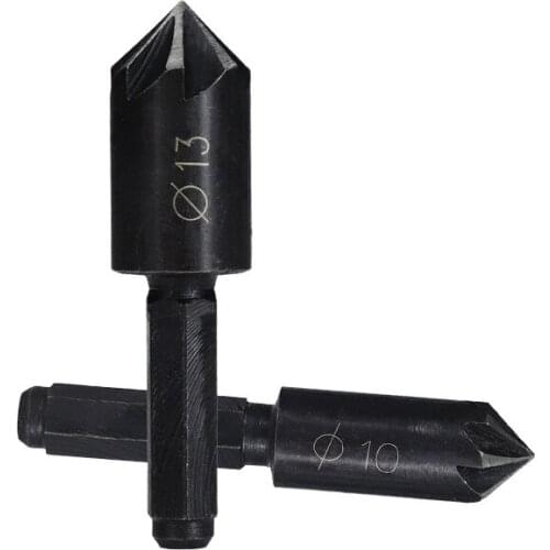 2Pcs 1/4 Shank Seven-edged Hexagonal Carbon Steel Seven-Blade Chamfering Knife Countersink Drilling Bits Power Tools