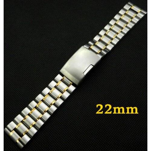 2016 New Arrival Silver & Golden 22mm Width Stainless Steel Watch Strap Watches Band For Business Men Women Wristwatches