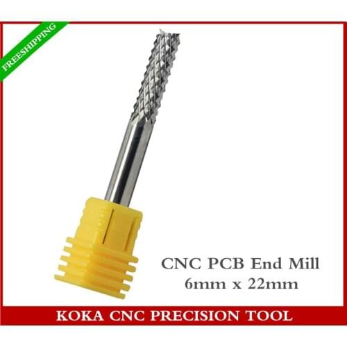 6mm*22mm,5pcs/box,Freeshipping CNC PCB Bit,Micro PCB Board End mill,CNC machine solid carbide corn bit,Smooth chip removal