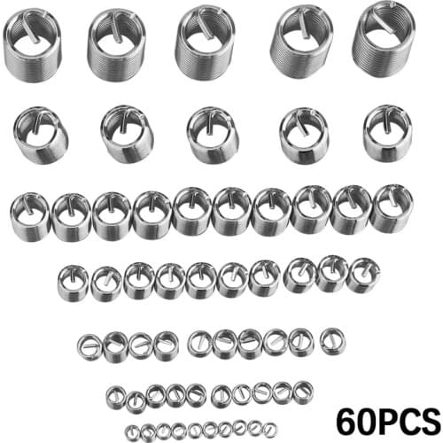 60Pcs M3-M12 Stainless Steel Thread Repair Insert Kit Set For Hardware Repair Tools Set