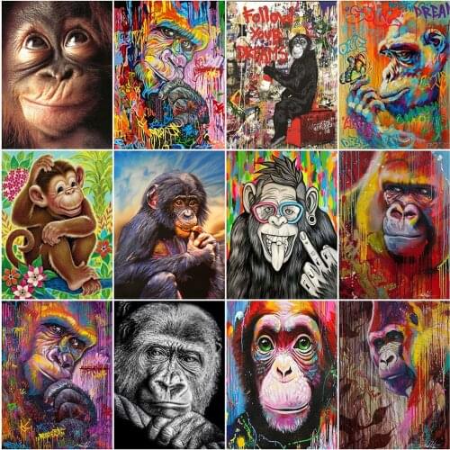 5D DIY Diamond Painting Full Square/Round Animals Diamond Embroidery Monkey Cross Stitch Mosaic Rhinestone Art Home Decor