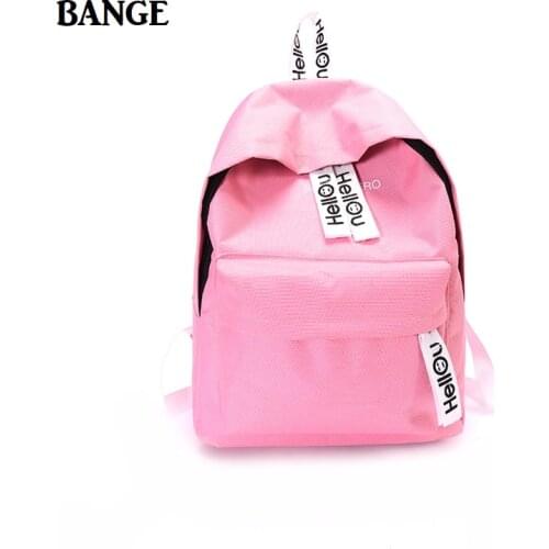 BANGE Women Solid Canvas Casual Backpack Girls School Bag Women Shoulder Bags Mochilas Mujer 2018 Bagpack Plecak